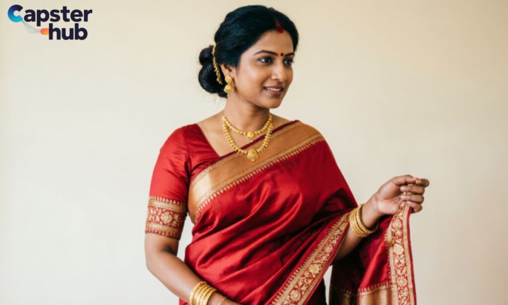 Red Saree Captions
