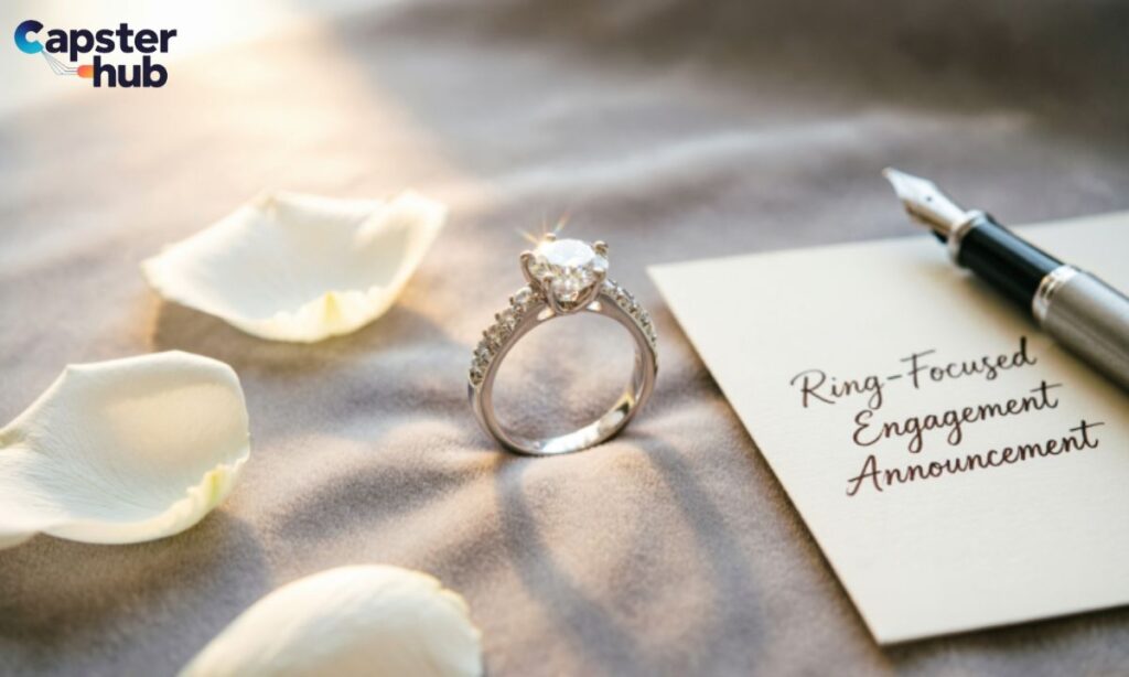 Ring-Focused Engagement Announcement Captions